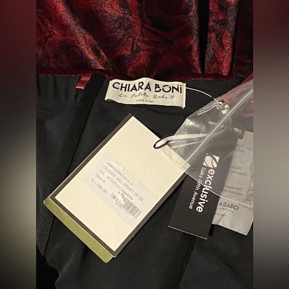 Chiara Boni Velvet Rose-Print Midi-Dress size 6 - Picture 14 of 15